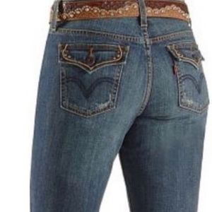 Levi's 515 Jeans Bootcut Studded Flap Pockets Medium Wash 12 S
